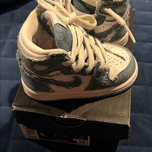 Jordan Kids Denim and White Sneakers